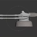 3D Rendered Industrial Mechanical Component With Multiple Cannon-like Arms And Round Metal Base