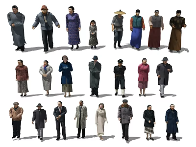 Diverse Group Of People With Different Traditional And Modern Clothing Styles 3d model