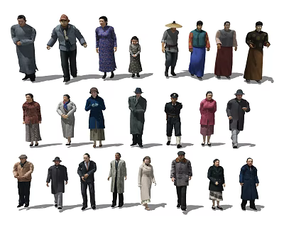 Modern multiplayer crowd 3d model