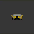 Yellow Sports Car With Black Stripes And Number 1 Decal Shiny Exterior