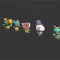Cartoon Game And Movie Characters With Various Colors Unique Designs Arranged On Reflective Background