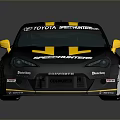 Chevrolet Black Yellow Racing Car With Stripes Rear Spoiler Silver Wheels