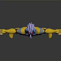 Mythical Character Creature With Purple Hair In Yellow Blue Suit And Outstretched Arms