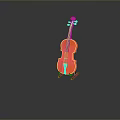 Orange Violin Placed On Black Stand With Grey Background And Reflection