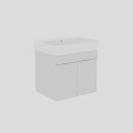 Modern Bathroom Vanity With White Sink And Double Door Cabinet Design