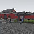 Traditional Commercial Street With Riverfront Buildings And Pedestrian Layout Design