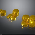 Shiny Stacked Gold Coins With Different Stacking Arrangements On Dark Background