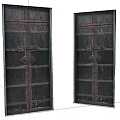 Vintage Wooden Double Doors With Intricate Metal Accents And Classic Design