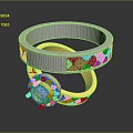 Decorative Gold And Silver Rings With Gemstone And Engraved Patterns