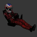 Man Wearing Red Racing Suit and Marlboro Logo Helmet Sitting in Racing Seat