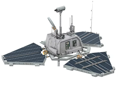 Lunar Lander Spacecraft Model With Solar Panels Antenna And Camera Structure 3d model