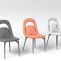 Modern Stylish Dining Chairs With Curved Backrest And Metal Legs In Gray Orange And White