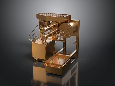Golden Industrial Mechanical Equipment With Metal Structure And Mobile Platform 3d model