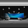 Elegant Stage Design With Blue Lighting Large Screen Decorations And Black Background 3d model