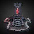 Dark Style Castle Structure With Red Crystal Archway And Stone Steps 3d model