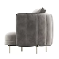 Stylish Gray Velvet Single Sofa with Plush Pillow and Sleek Metal Legs Modern Design