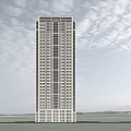 Modern Skyscraper Architectural Design With Glass Windows And Cloudy Sky