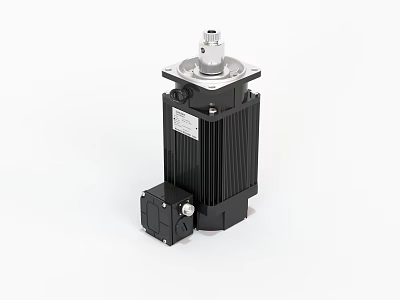 Industrial Servo Motor Equipment With Black Body And Silver Top Components 3d model