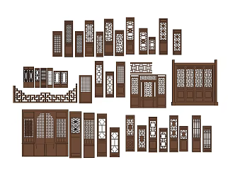 Chinese-style flower-cut window 3d model