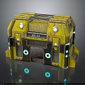 Yellow Futuristic Sci Fi Vehicle with M51 Label Blue Lights and Rusty Metal Texture