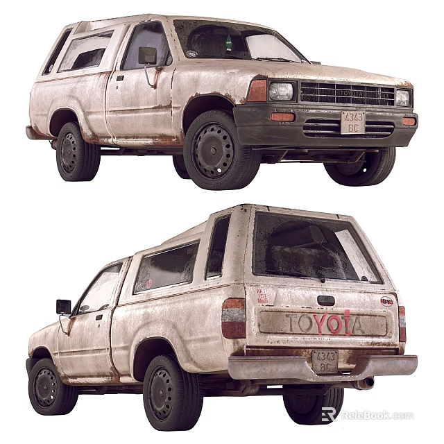 Vintage Toyota SUV Classic Vehicle With Weathered Exterior And Retro Design 3d model 