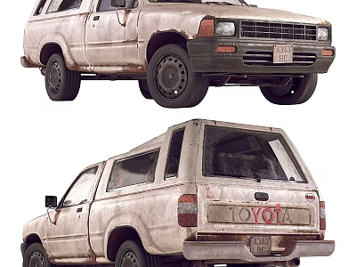 Vintage Toyota SUV Classic Vehicle With Weathered Exterior And Retro Design 3d model