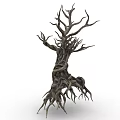 Cartoon Scene Featuring Dead Tree With Twisted Branches And Exposed Roots 3d model