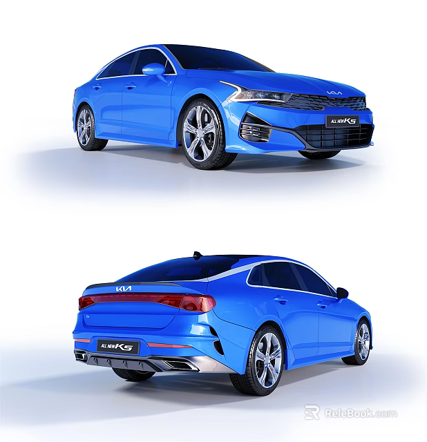 Blue KIA K5 Sedan Front And Rear Exterior Design With Modern Styling 3d model 