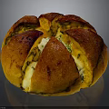Freshly Baked Round Artisan Bread With Golden Crust And Cheese Filling