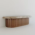 Elegant Wall Mounted Fluted Solid Wood Bar Counter With Natural Retro Marble Top For Homes