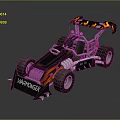 VORHONGER Off Road Race Car With Flame Design Large Tires Exposed Engine And Metal Frame