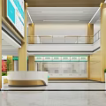 Modern Lobby Reception Area With Large Screen Wooden Decor And Green Plants
