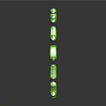 Green 3D Alphabet Letters Decorative Ornament Set Arranged with Shiny Finish on Dark Background