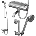 Modern Chrome Shower System With Fixed And Handheld Heads And Faucet