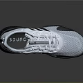 White Sports Casual Shoes With Mesh Upper Black Stripes And Patterned Sole