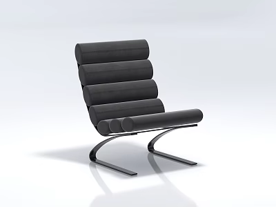 Modern Black Comfortable Leisure Chair With Layered Backrest And Metal Frame 3d model