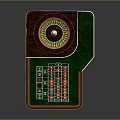 Casino Entertainment Table With Roulette Wheel Green Felt And Number Layout