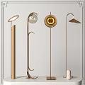 Modern Floor Lamps With Metallic Frames And Unique Light Shade Designs 3d model