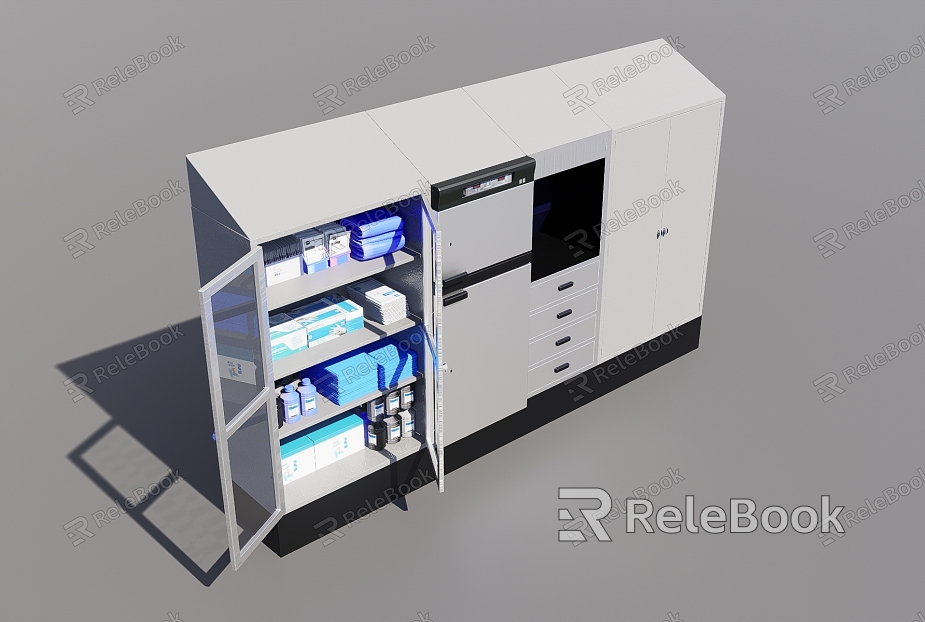 Medical storage and holding cabinet model