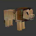 Pixelated Lion Block Style 3D Rendered with Realistic Shading and Digital Art Design