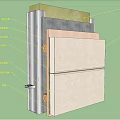 Building Component Sectional View With Metal Frame Insulation Layer And Panels 3d model