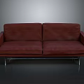 Red Two Seater Sofa with Metal Legs Contemporary Design and Comfortable Seats