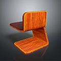 Modern Wooden Single Chair With Curved Backrest And Brown Leather Seat Design