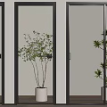 Modern Interior Hinged Doors With Black Frames Transparent And Slatted Glass Panels
