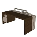 Modern Wooden Office Desk With Dark Brown Finish And White Accents
