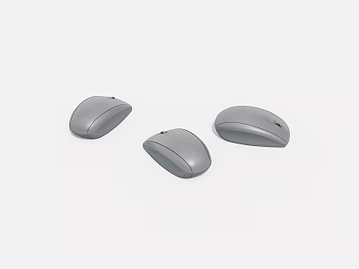 Three Gray Wireless Mice Featuring Modern Ergonomic Design For Desktop Computers 3d model