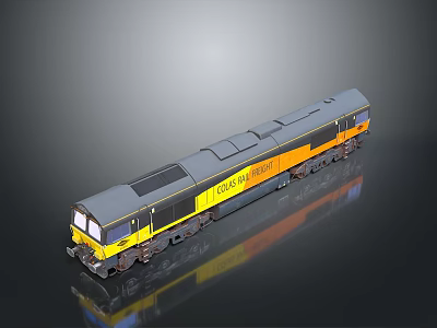 Modern Grey And Yellow CLASS 66 Freight Train With Multiple Carriages 3d model