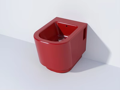 Red Modern Square Shaped Washbasin with Smooth Glossy Surface and Sleek Contemporary Design 3d model
