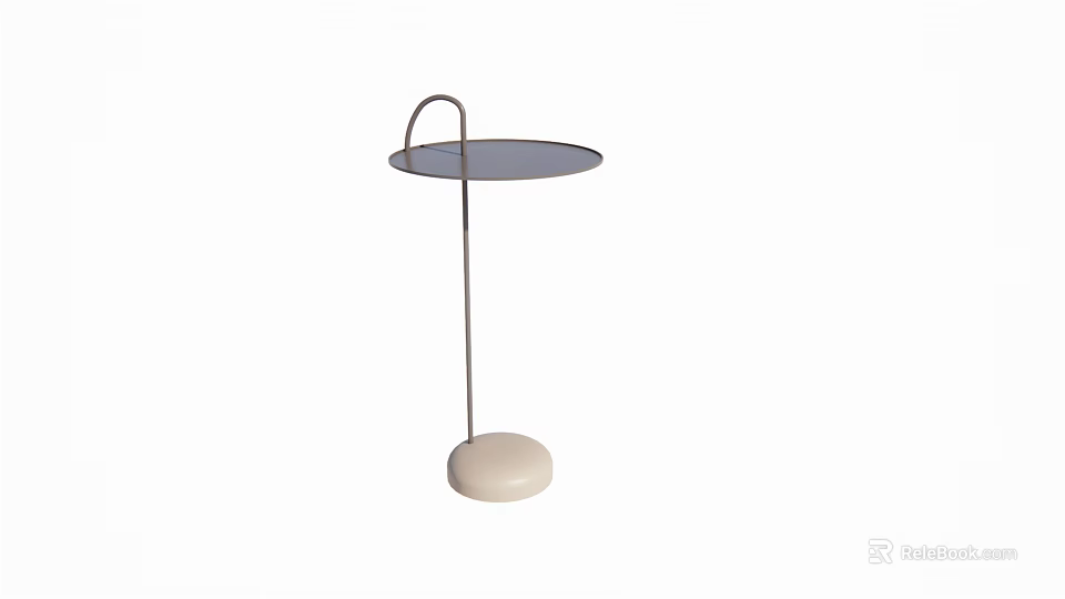 Modern Minimalist Side Table With Round Top And Circular White Metal Base 3d model