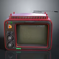 Vintage Red Television With Knobs Antenna And Retro Screen Design